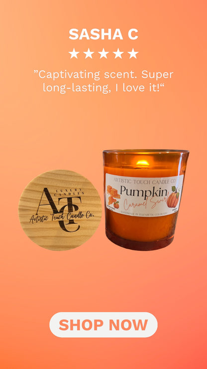 Pumpkin Caramel Swirl Soy Blend 11oz candle w/crackling wooden wick